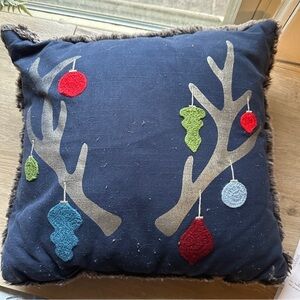 Christmas reindeer antler throw pillow